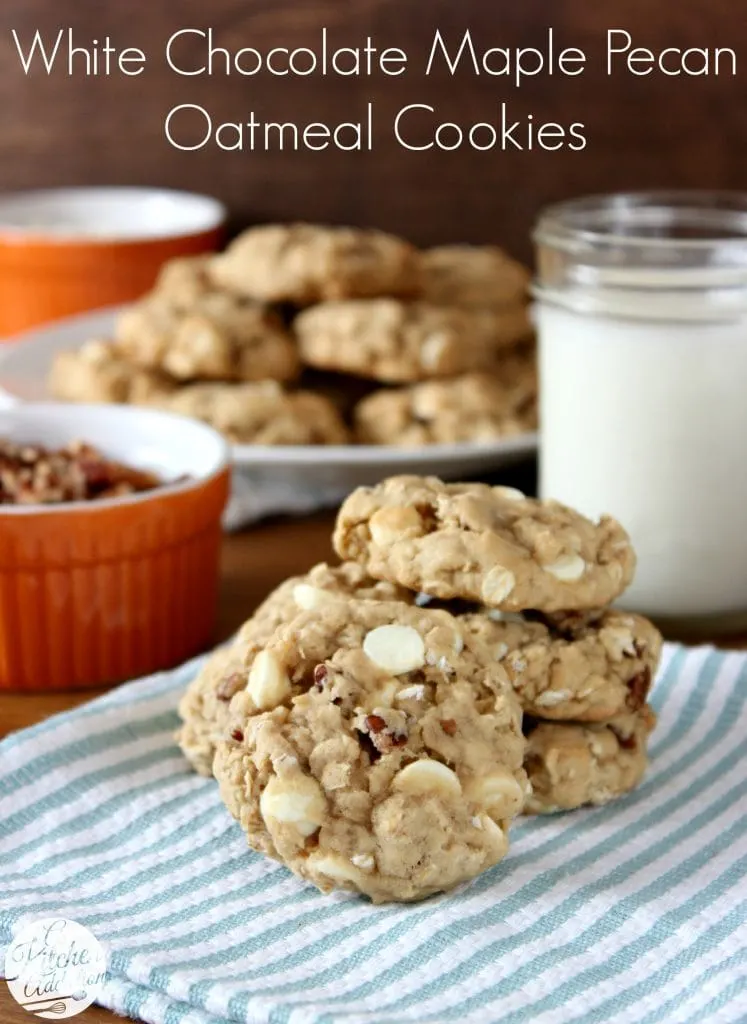 White Chocolate Maple Pecan Oatmeal Cookies Recipe l www.a-kitchen-addiction.com