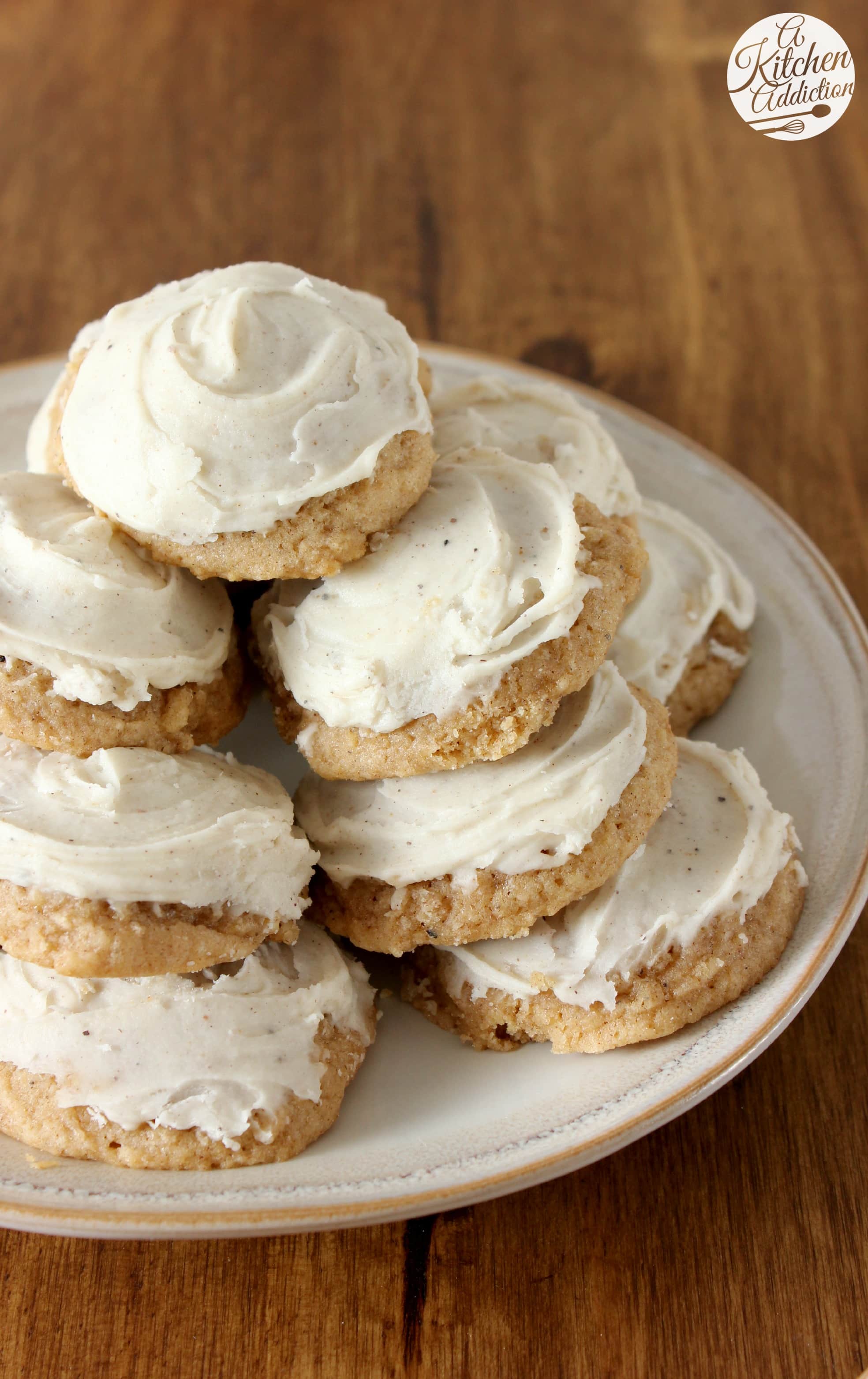 Eggnog Chai Cookies with Eggnog Buttercream Frosting - A Kitchen Addiction