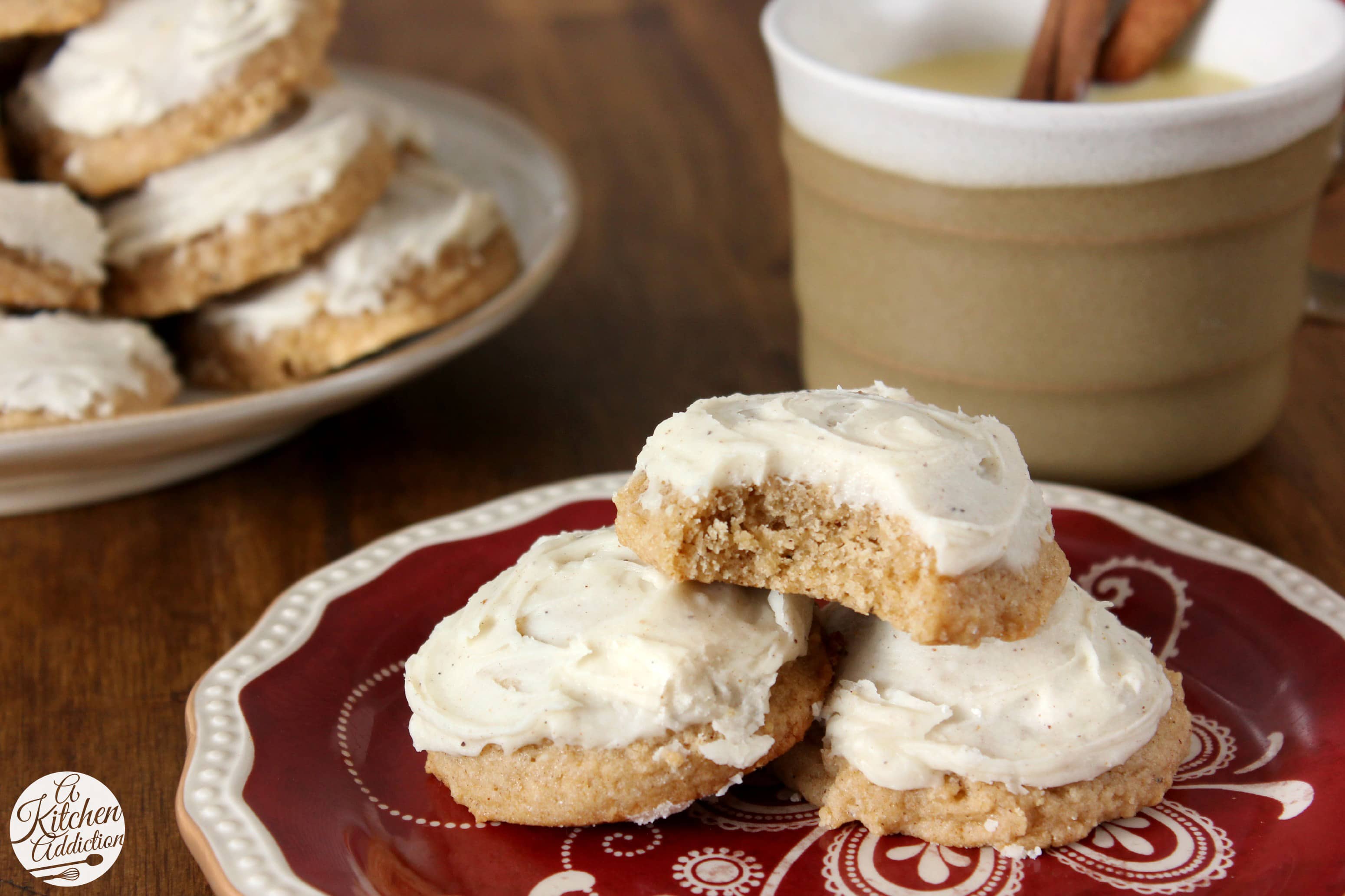 Eggnog Chai Cookies with Eggnog Buttercream Frosting - A Kitchen Addiction