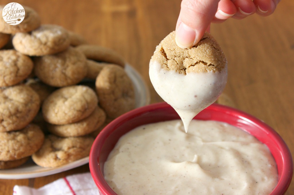 Soft Baked Ginger Cookies with Eggnog Cheesecake Dip Recipe l www.a-kitchen-addiction.com