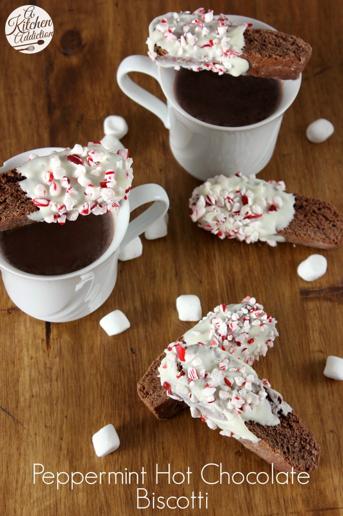 Peppermint Hot Chocolate Biscotti Recipe l www.a-kitchen-addiction.com