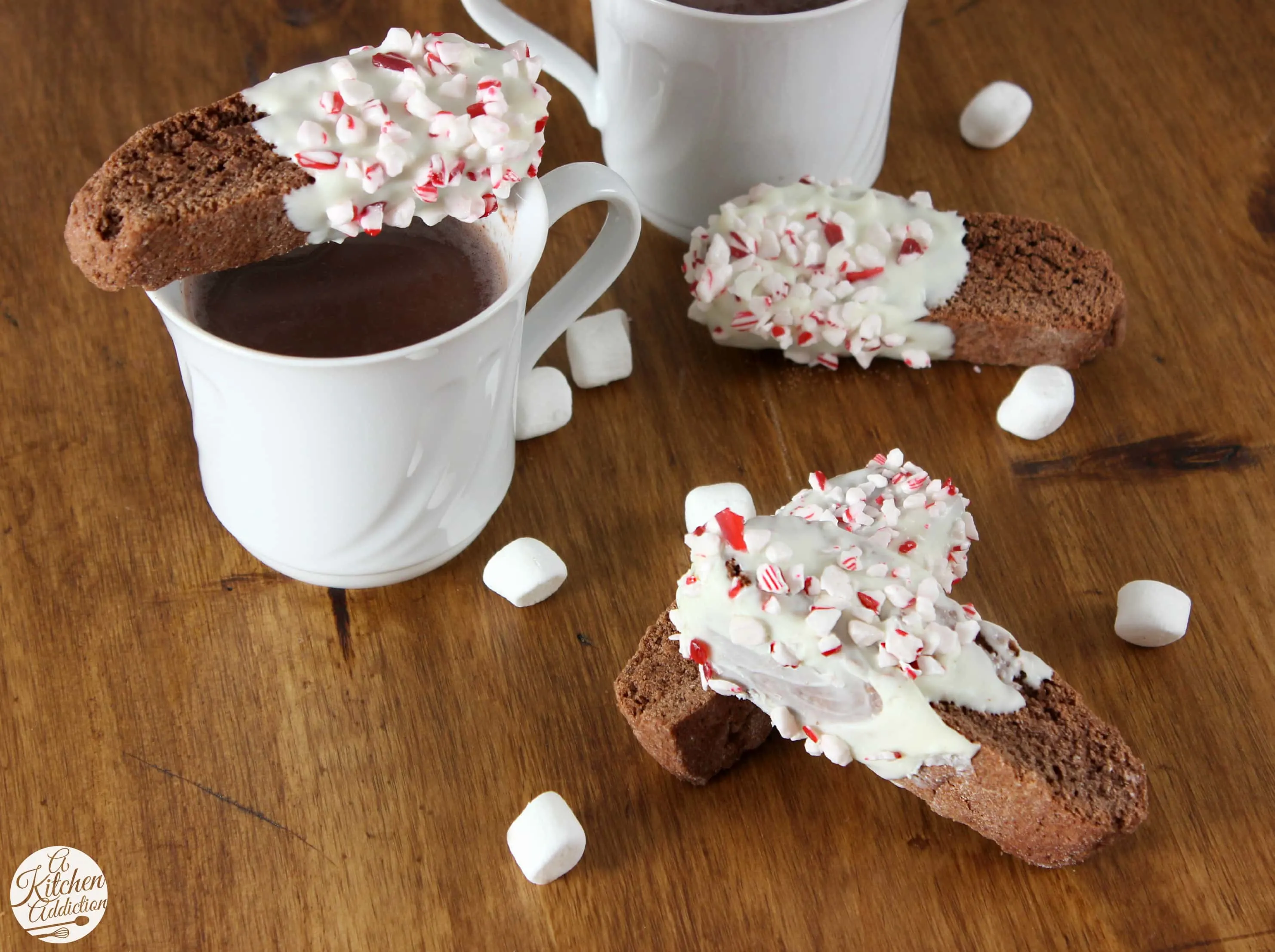 Peppermint Hot Chocolate Biscotti Recipe l www.a-kitchen-addiction.com