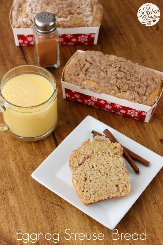 Eggnog Streusel Bread Recipe l www.a-kitchen-addiction.com