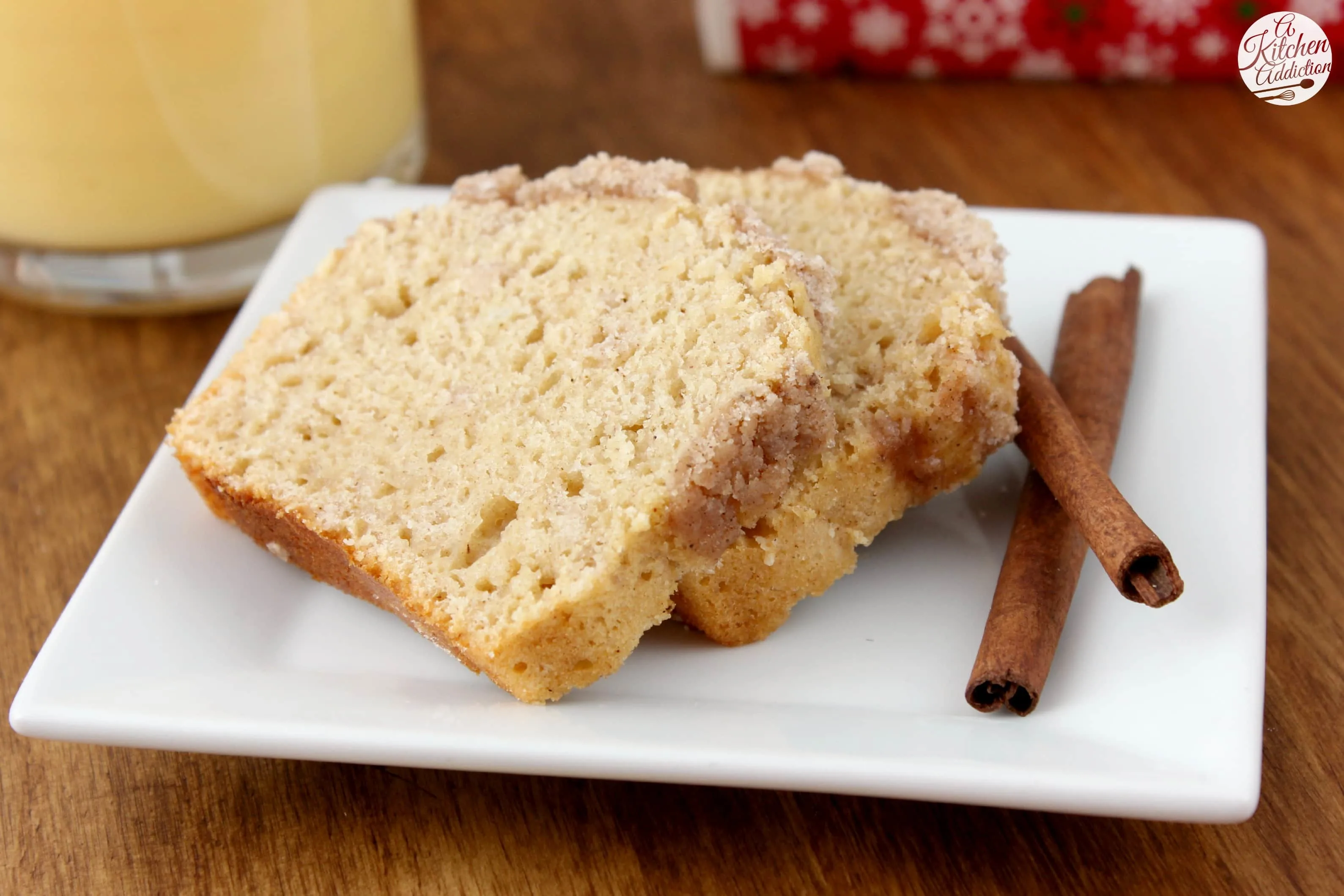 Eggnog Streusel Bread Recipe l www.a-kitchen-addiction.com