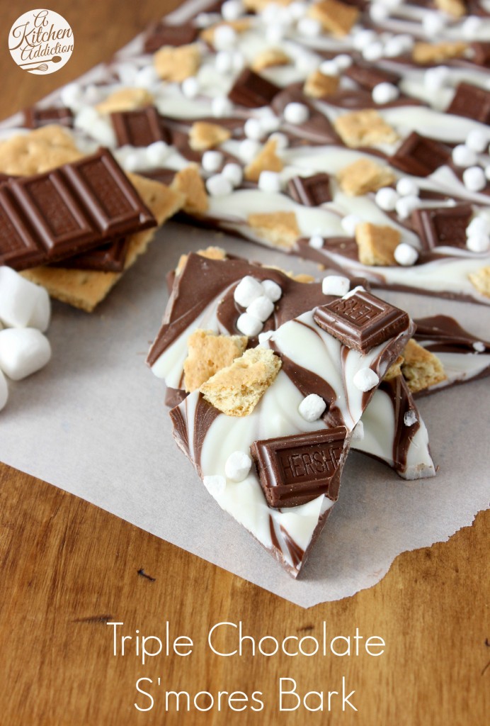 Triple Chocolate S'mores Bark Recipe l www.a-kitchen-addiction.com