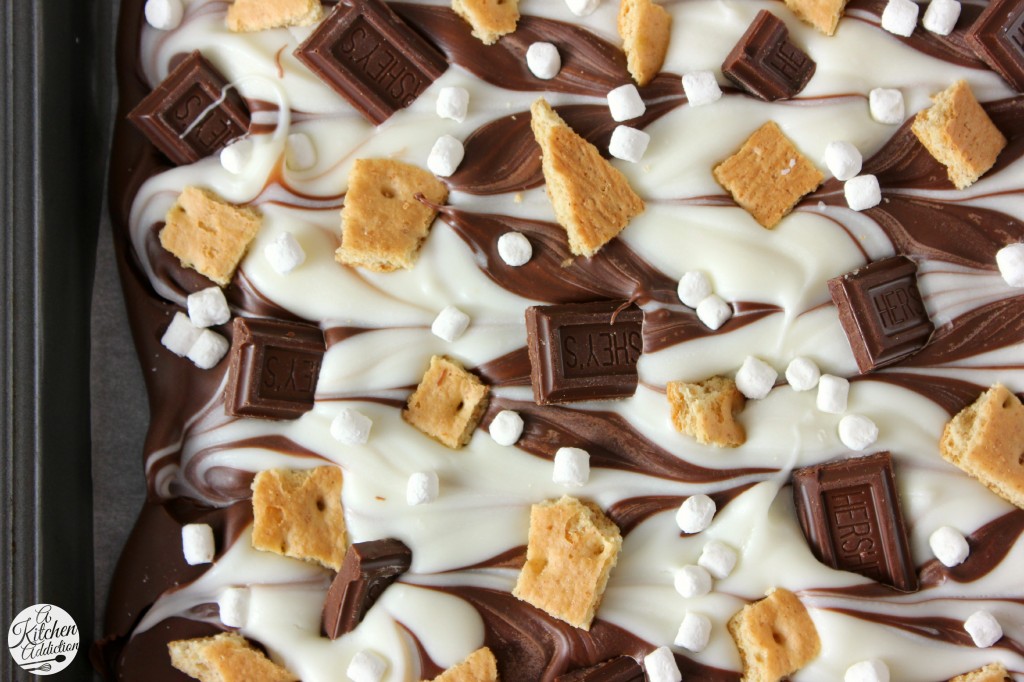 Triple Chocolate S'mores Bark Recipe l www.a-kitchen-addiction.com