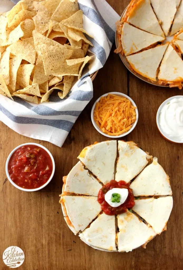 Buffalo Chicken and Black Bean Quesadillas Recipe l www.a-kitchen-addiction.com