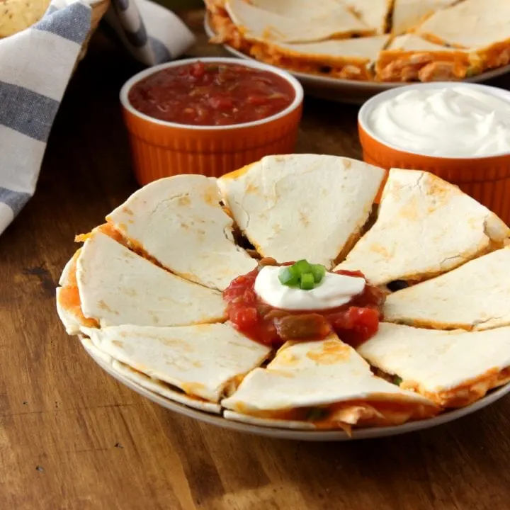 Buffalo Chicken and Black Bean Quesadillas Recipe l www.a-kitchen-addiction.com