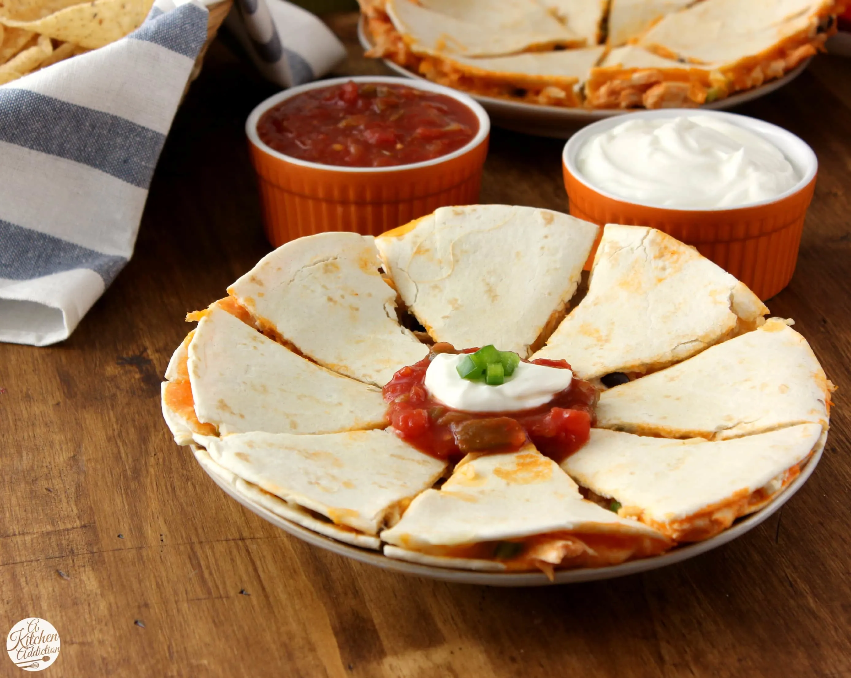 Buffalo Chicken and Black Bean Quesadillas Recipe l www.a-kitchen-addiction.com