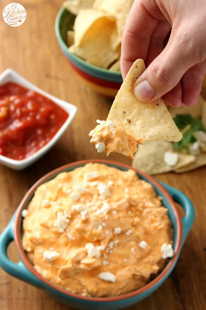 Crock Pot Buffalo Chicken Dip Recipe l www.a-kitchen-addiction.com