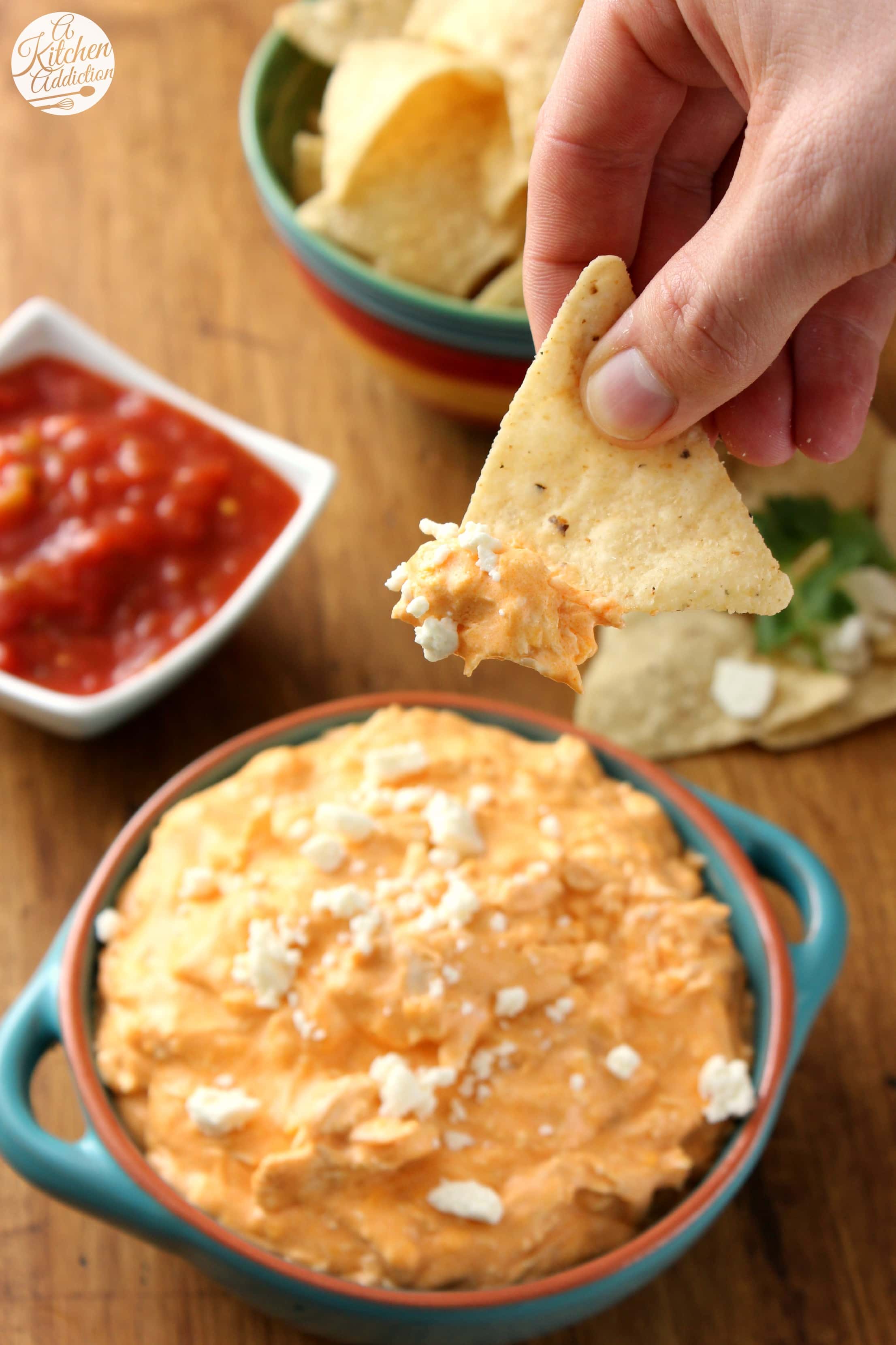 Crock Pot Buffalo Chicken Dip - A Kitchen Addiction