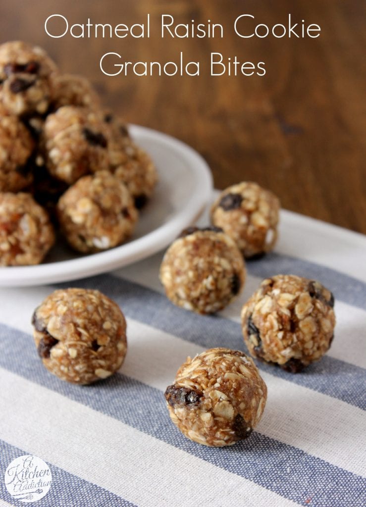 Oatmeal Raisin Cookie Granola Bites Recipe l www.a-kitchen-addiction.com