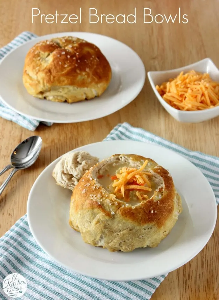 Pretzel Bread Bowls Recipe l www.a-kitchen-addiction.com