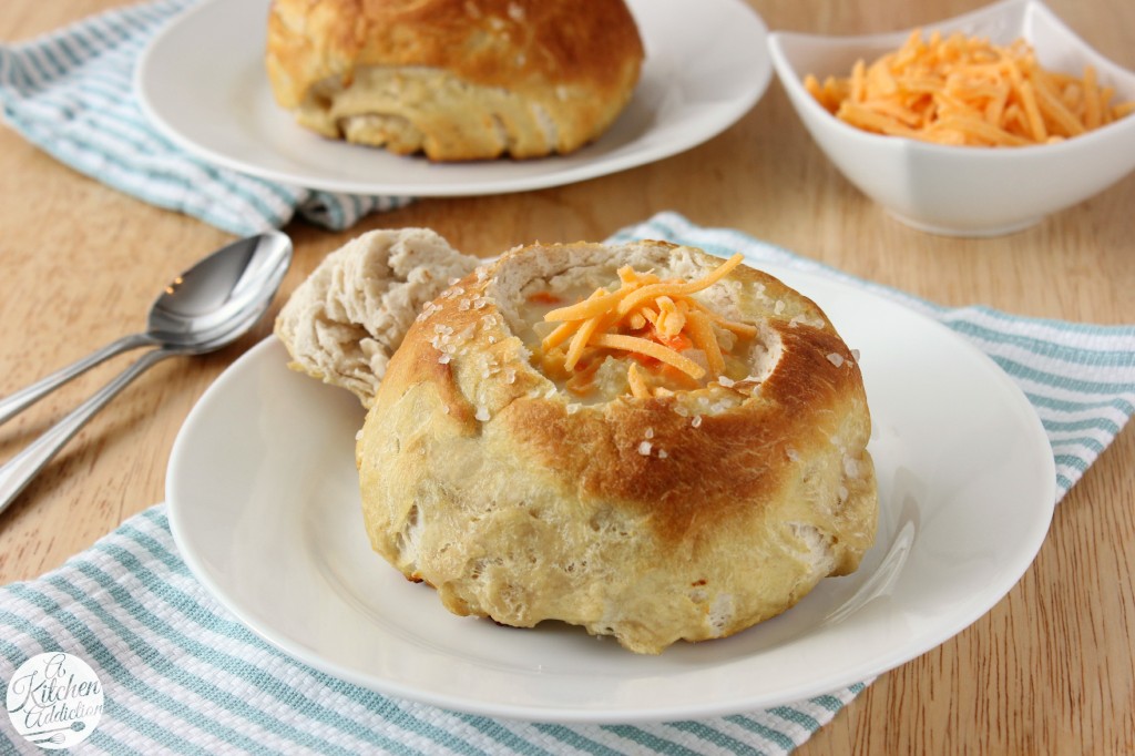 Pretzel Bread Bowls Recipe l www.a-kitchen-addiction.com