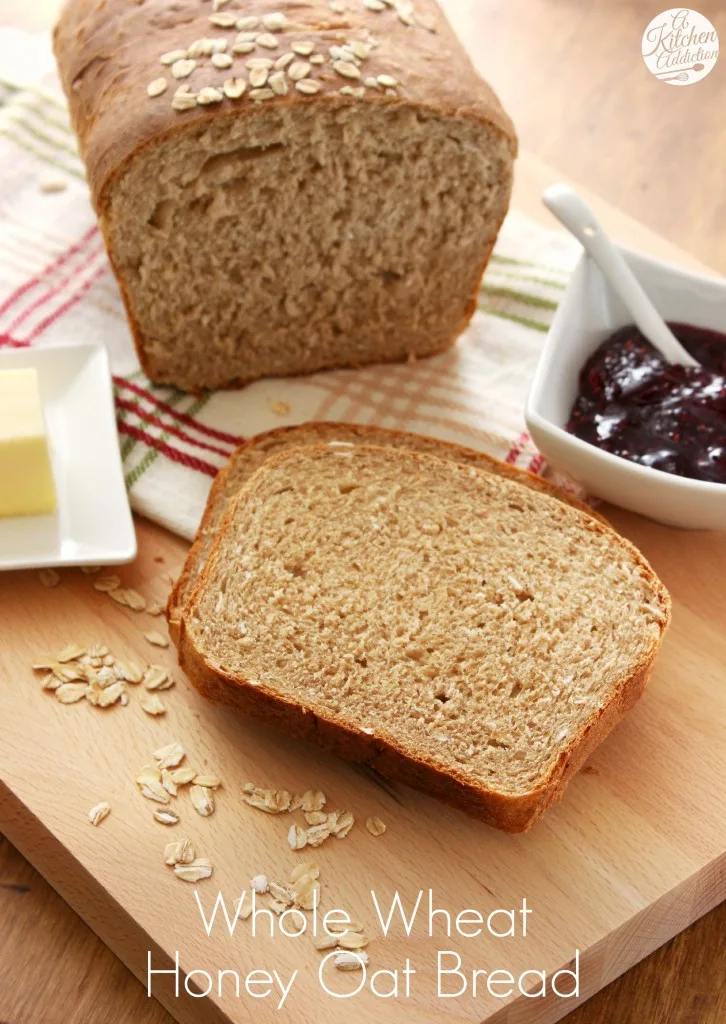 Whole Wheat Honey Oat Bread Recipe l www.a-kitchen-addiction.com