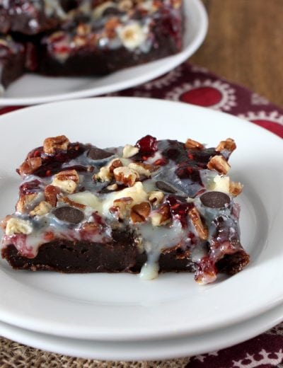Raspberry Brownie Magic Bars Recipe l www.a-kitchen-addiction.com