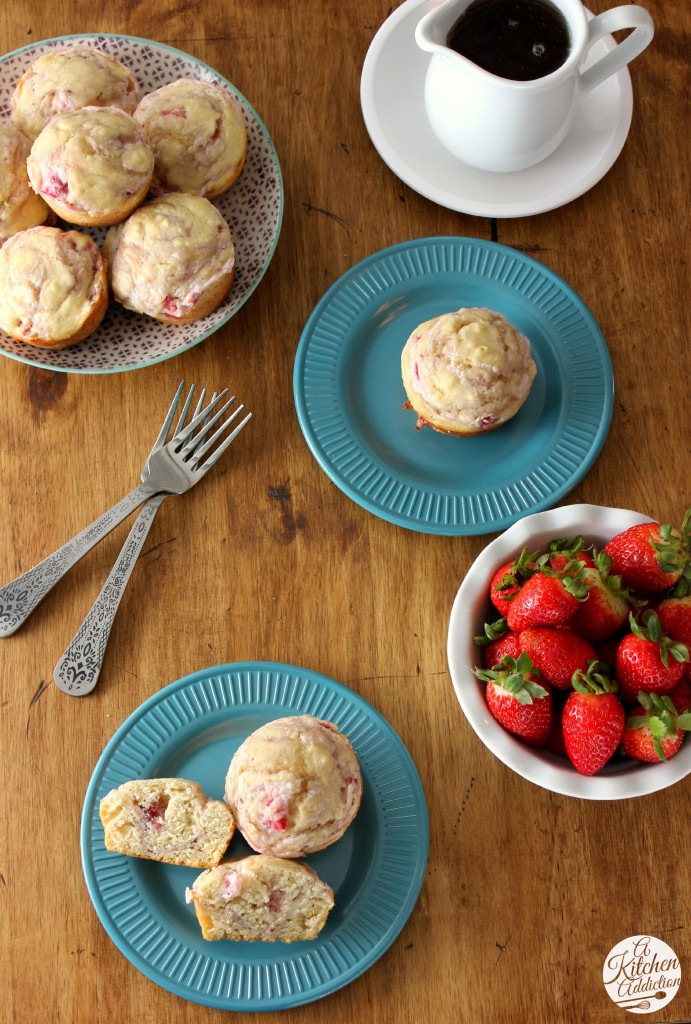 Strawberries and Cream Pancake Muffins Recipe l www.a-kitchen-addiction.com