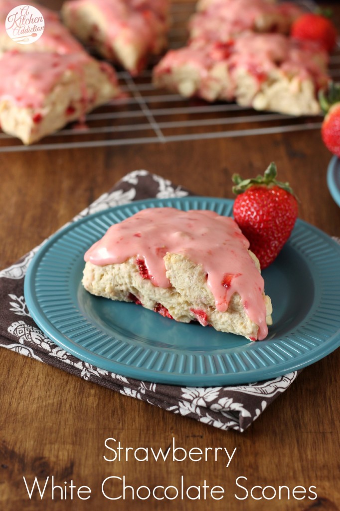 Strawberry White Chocolate Scones Recipe l www.a-kitchen-addiction.com