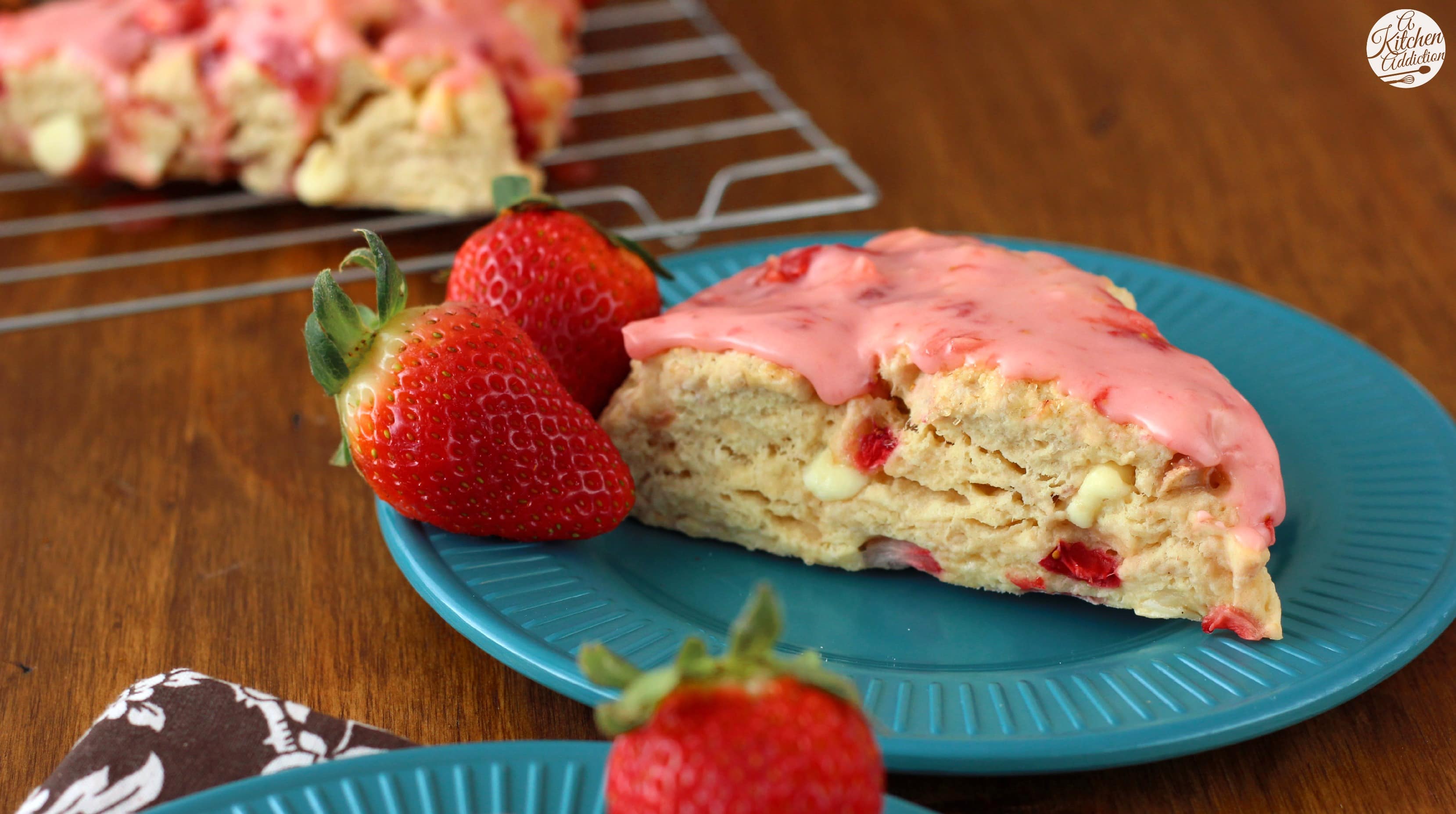 Strawberry White Chocolate Scones Recipe l www.a-kitchen-addiction.com