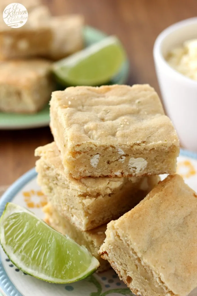 White Chocolate and Lime Blondies Recipe l www.a-kitchen-addiction.com