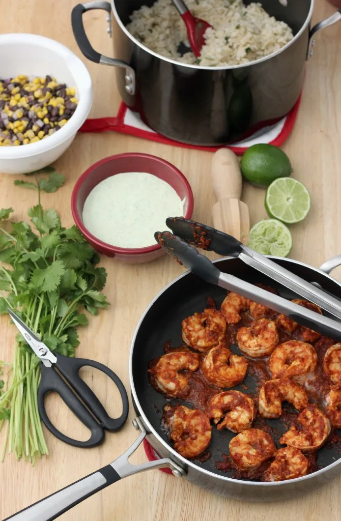 Chipotle Shrimp Bowls with Cilantro Lime Cream Sauce l www.a-kitchen-addiction.com