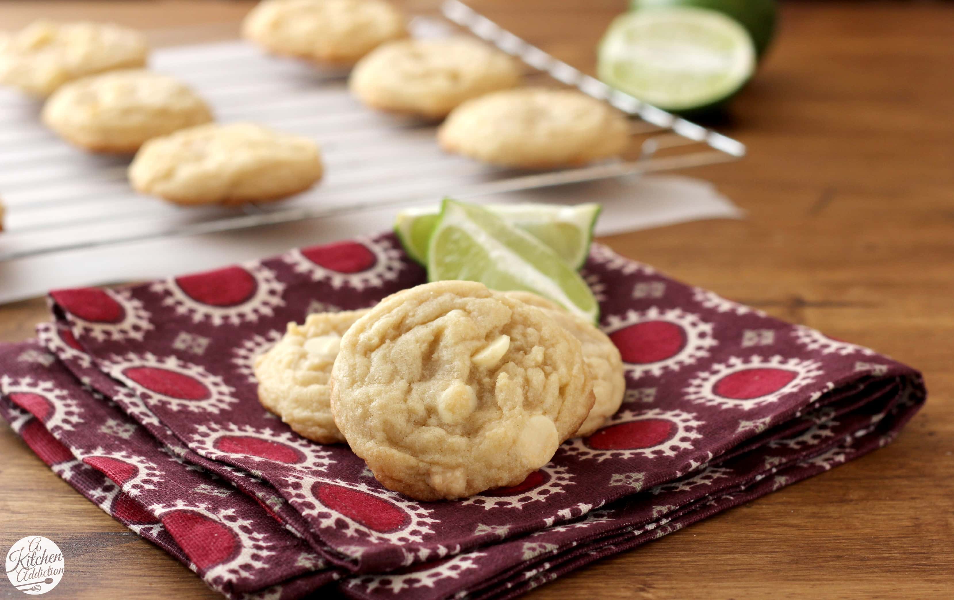 White Chocolate Lime Cookies Recipe l www.a-kitchen-addiction.com