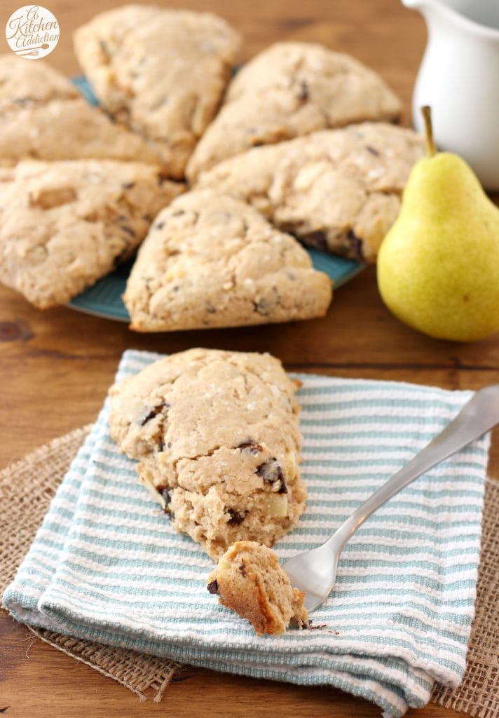 Salted Dark Chocolate Pear Scones Recipe l www.a-kitchen-addiction.com