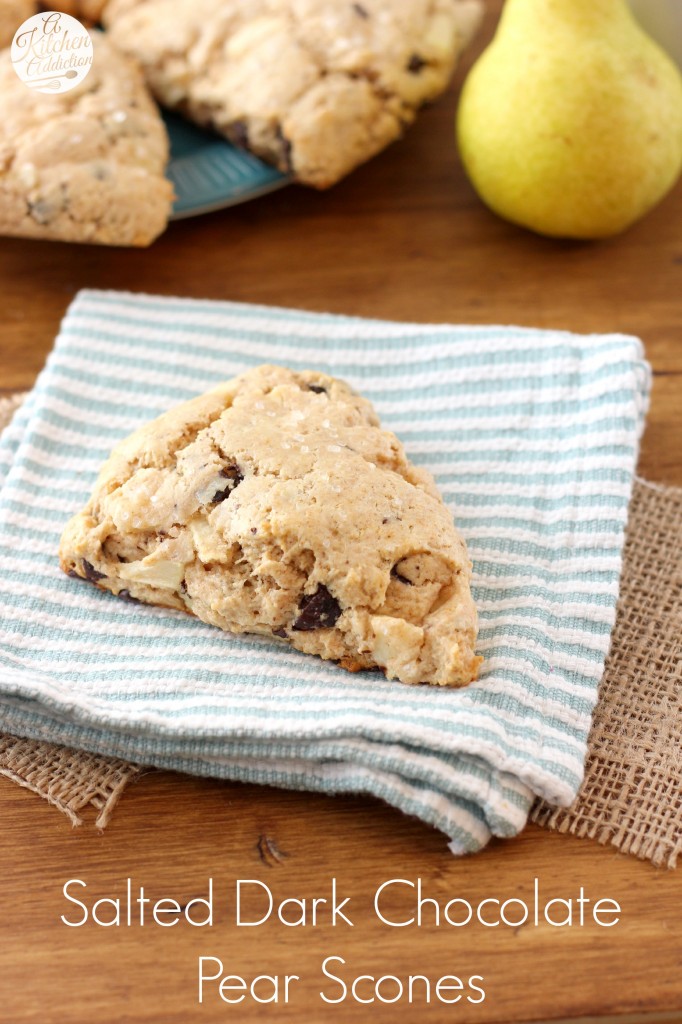 Salted Dark Chocolate Pear Scones Recipe l www.a-kitchen-addiction.com