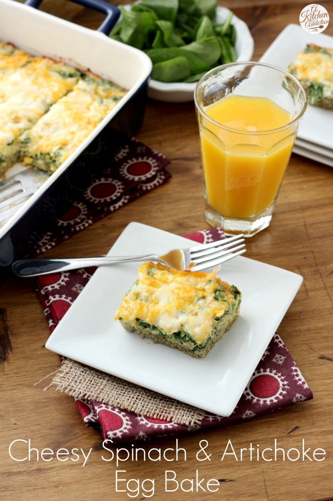 Cheesy Spinach and Artichoke Egg Bake A Kitchen Addiction