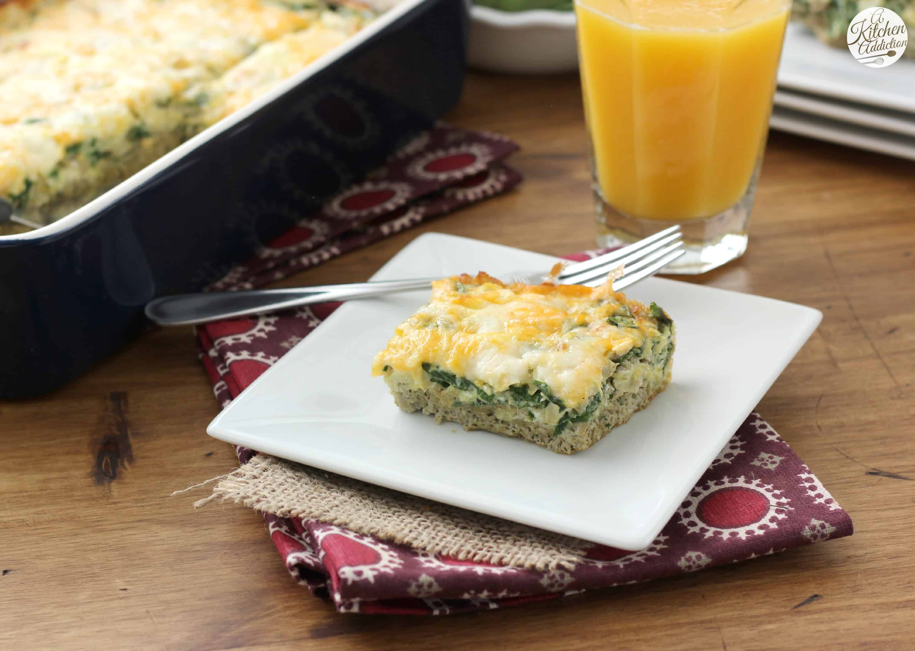 Cheesy Spinach and Artichoke Egg Bake A Kitchen Addiction