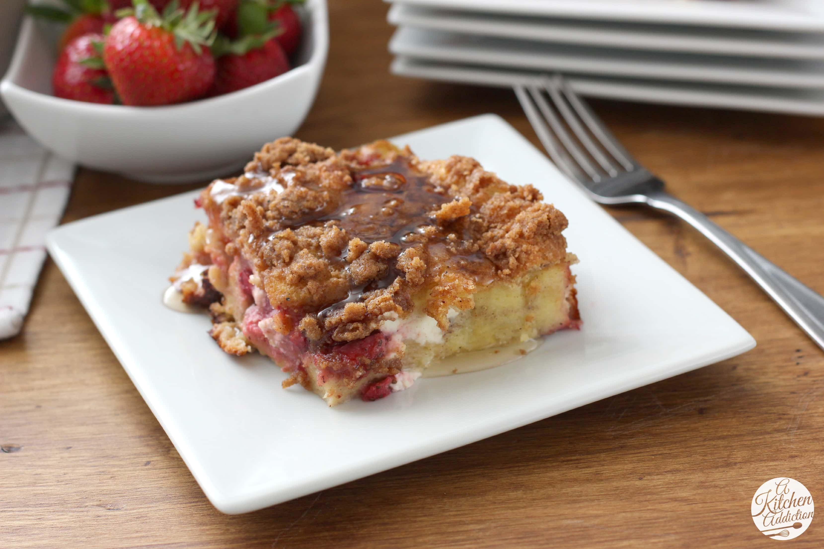 Strawberries and Cream French Toast Bake Recipe l www.a-kitchen-addiction.com