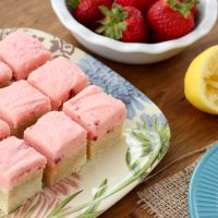 Strawberry Lemonade Frosted Sugar Cookie Bars