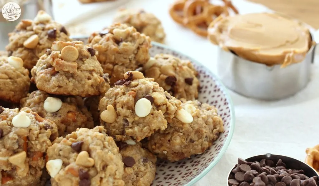 Loaded Peanut Butter Pretzel Cookies Recipe from A Kitchen Addiction