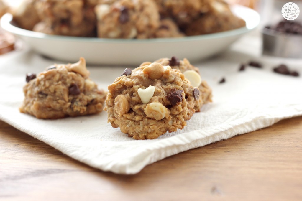 Loaded Peanut Butter Pretzel Oatmeal Cookies Recipe from A Kitchen Addiction
