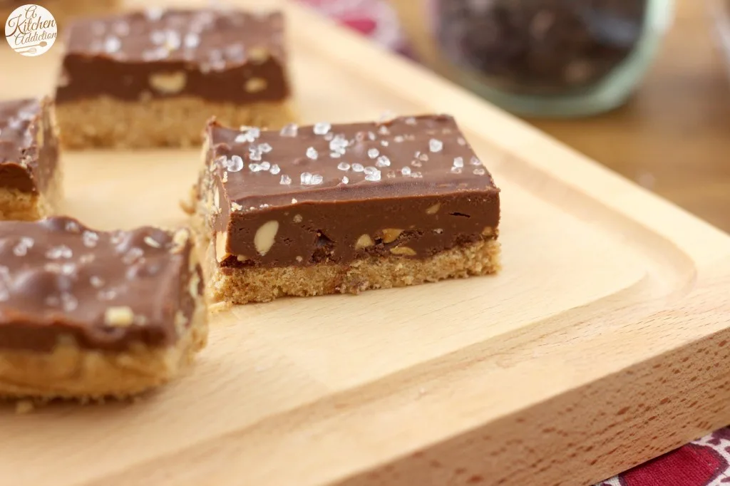 Easy No Bake Salted Chocolate Peanut Butter Bars - A Kitchen Addiction