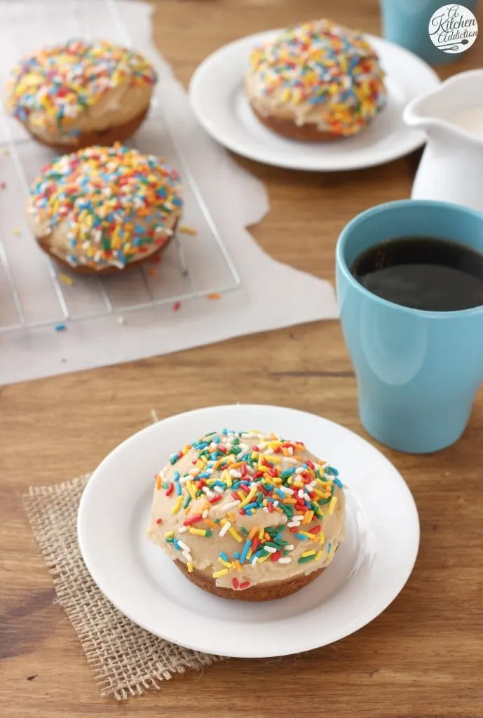 Baked Chocolate Donuts with Peanut Butter Glaze Recipe from A Kitchen Addiction