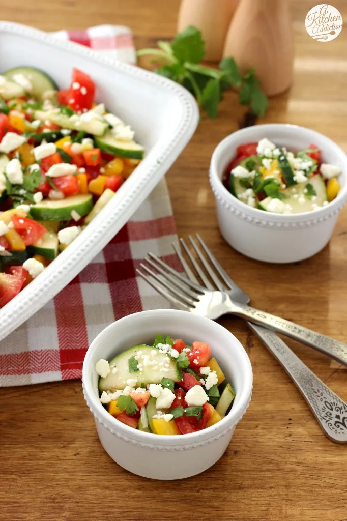 Easy Cucumber Tomato Salad Recipe from A Kitchen Addiction