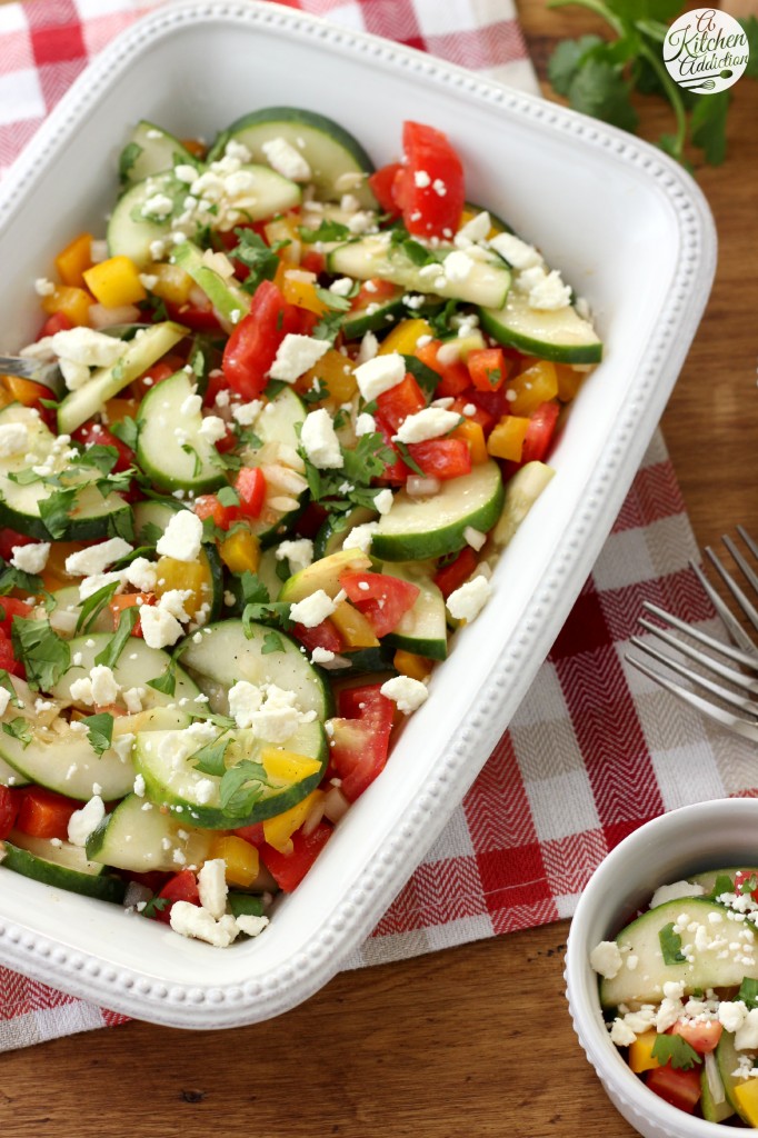 Easy Cucumber Tomato Salad Recipe from A Kitchen Addiction