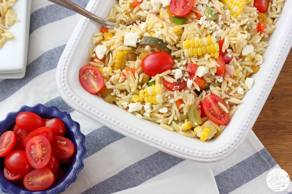 Fresh Corn and Tomato Orzo Salad Recipe from A Kitchen Addiction