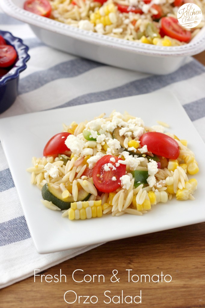 Fresh Corn and Tomato Orzo Salad Recipe from A Kitchen Addiction