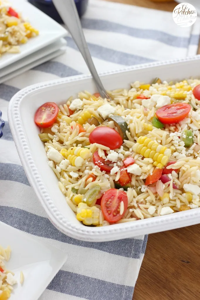 Fresh Corn and Tomato Orzo Salad Recipe from A Kitchen Addiction