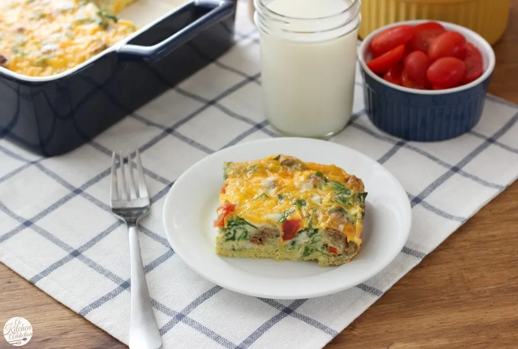 Lighter Sausage and Veggie Breakfast Casserole Recipe {Vegetarian} from www.a-kitchen-addiction.com