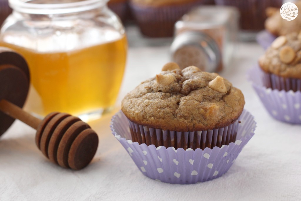 Peanut Butter Banana Honey Muffins Recipe from A Kitchen Addiction