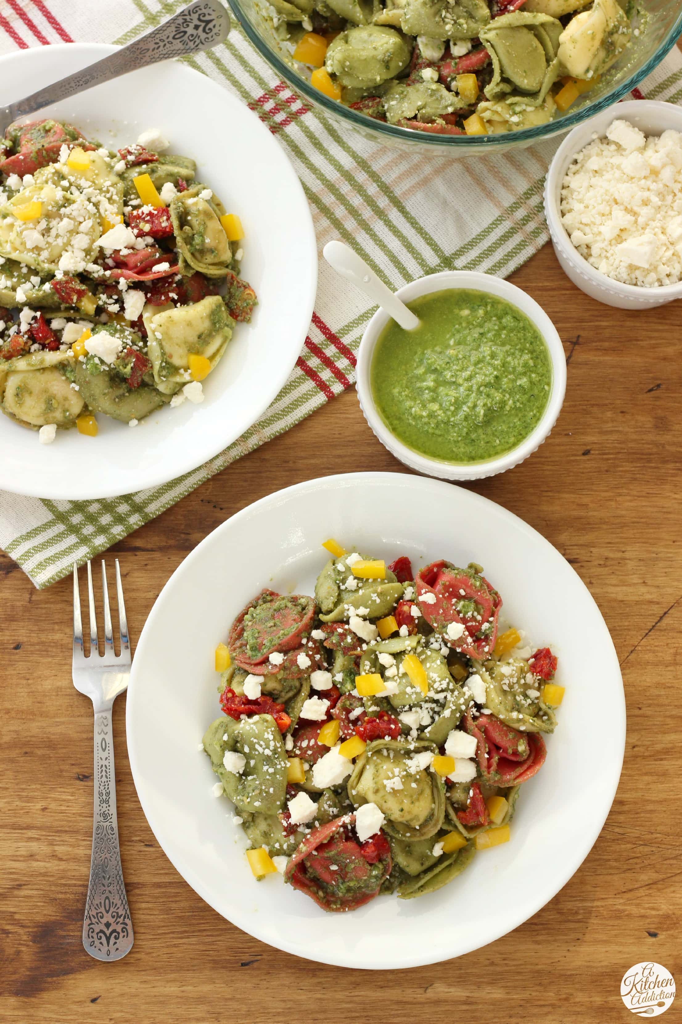 Easy Pesto Tortellini Salad - A Kitchen Addiction