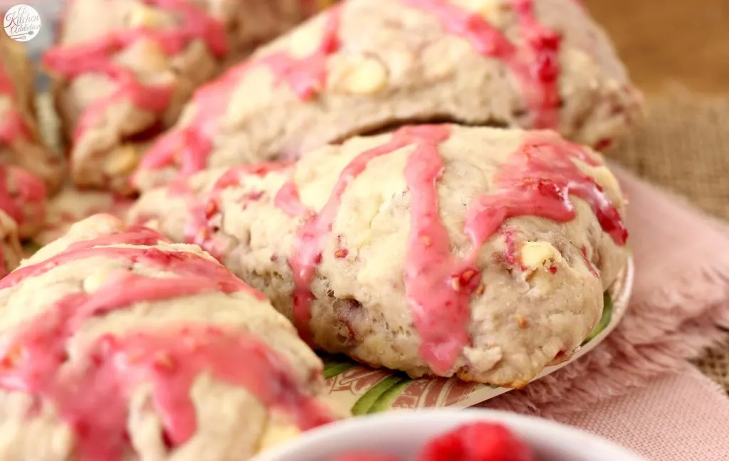 Raspberry White Chocolate Scones Recipe from A Kitchen Addiction