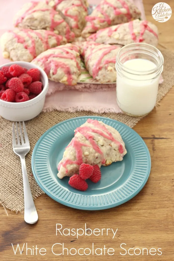 Raspberry White Chocolate Scones Recipe from A Kitchen Addiction