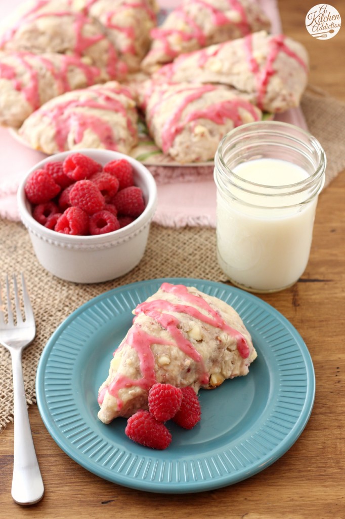 Raspberry White Chocolate Scones Recipe from A Kitchen Addiction