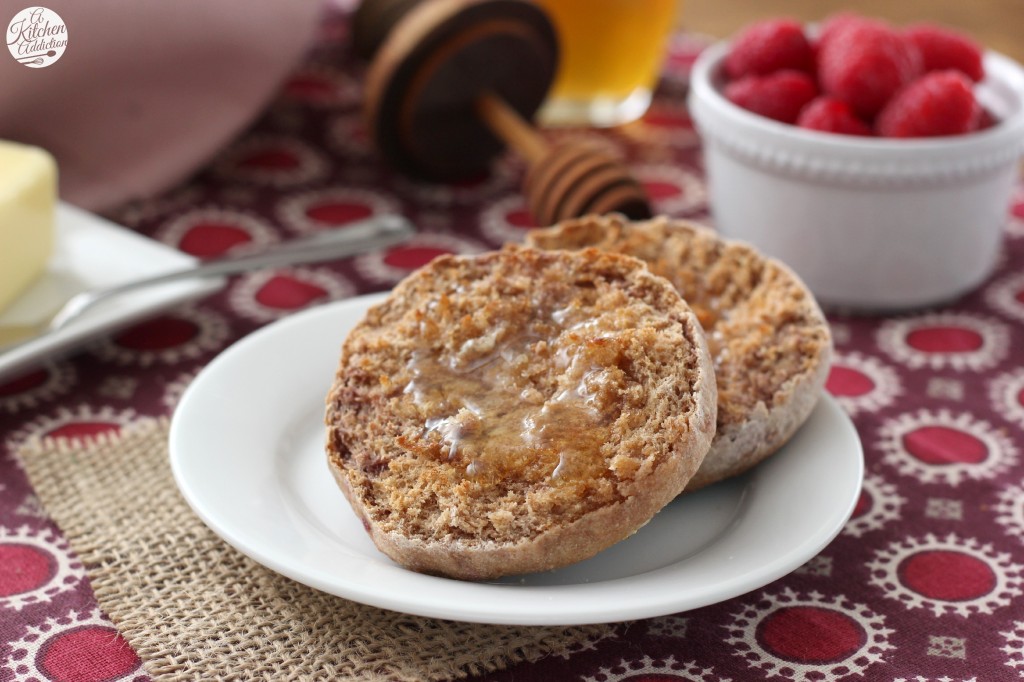 Whole Wheat Cinnamon Raspberry English Muffins Recipe from A Kitchen Addiction