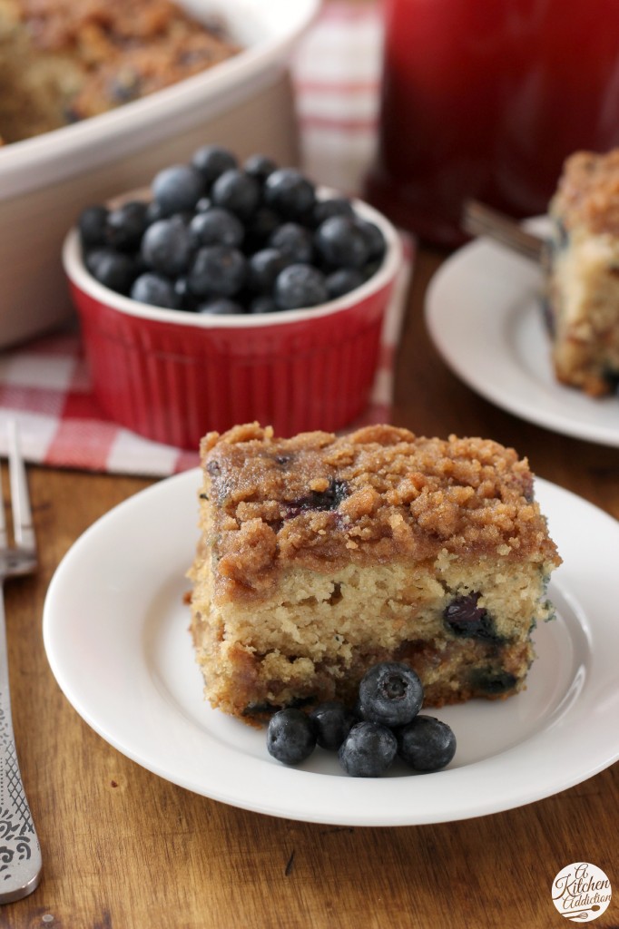 Cinnamon Swirl Blueberry Coffee Cake Recipe from A Kitchen Addiction