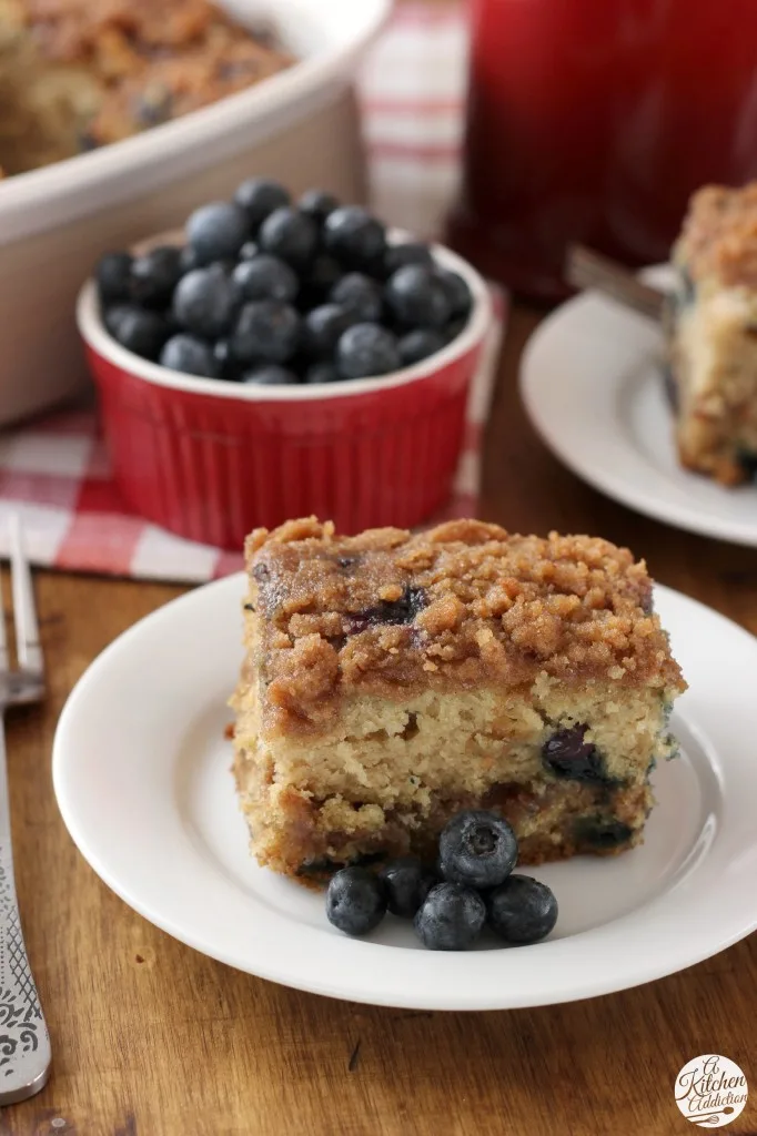 Cinnamon Swirl Blueberry Coffee Cake Recipe from A Kitchen Addiction